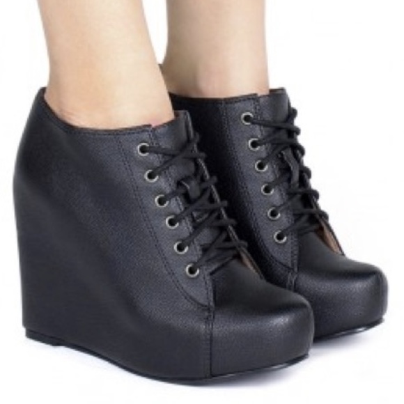 Jeffrey Campbell 99 Tie Black Wedge Boots 10M - Picture 5 of 7